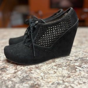 Fergie suede wedge bootie